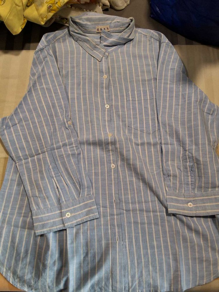 Trending Blue Shirt With White Stripes