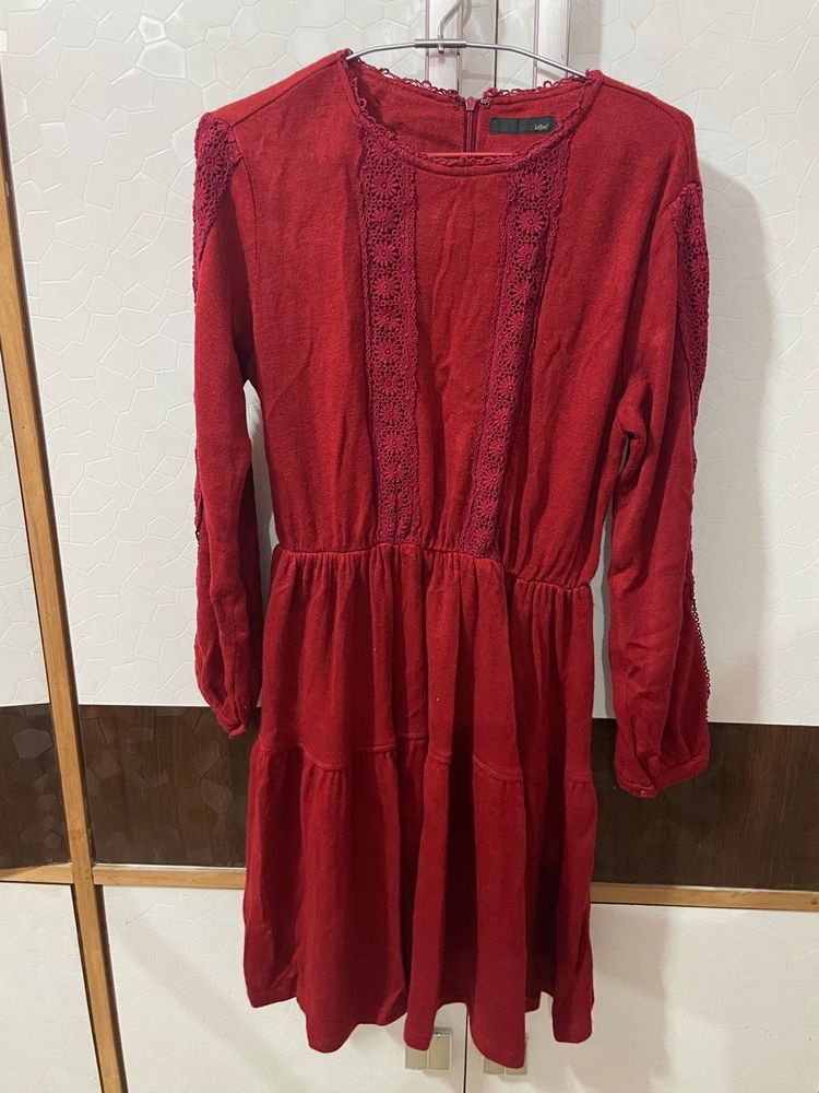 Red Lace Detail Dress