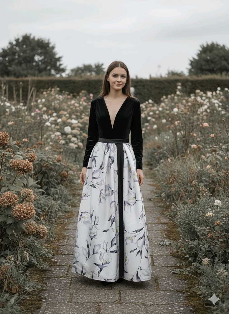 velvet and satin Gown