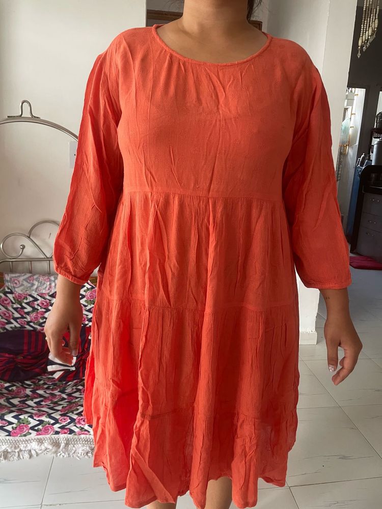 orange casul dress