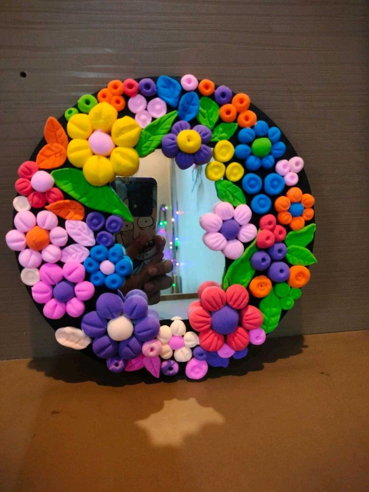 Floral Clay Mirror