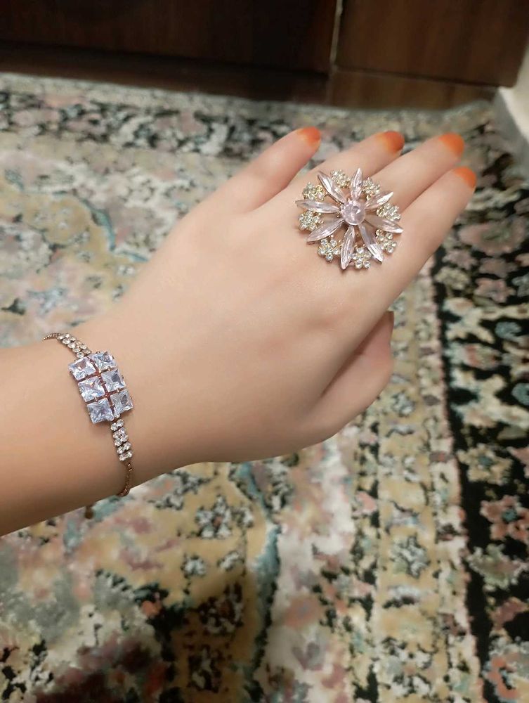 😍Ring and Sparkling Crystal Bracelet