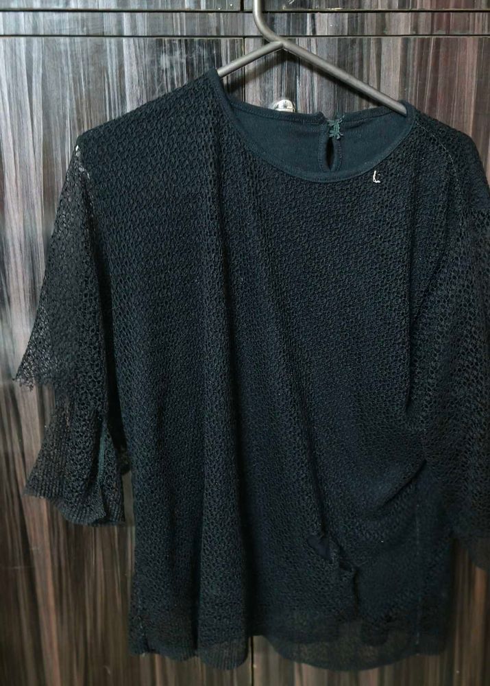 Black Colour Net Top