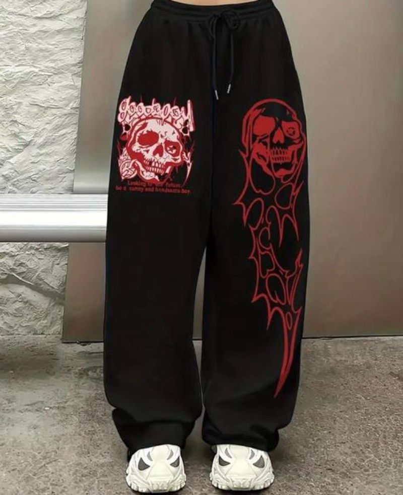 Skull Print Black Sweatpants