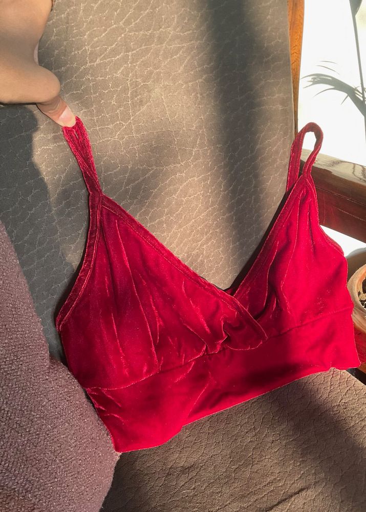 Red Velvet Bralette Top