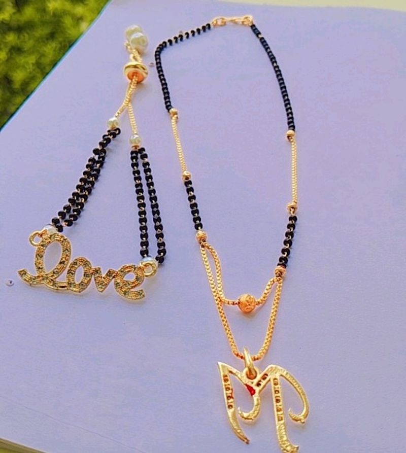 M letter mangalsutra Short Mangalsutra Designs Stylish New pendant alphabet gold name mangalsutra design/ naam wale mangalsutra/ personalised wife husband couple name mangalsutra design (20 inches)