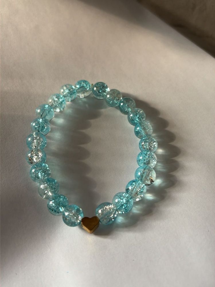 Blue Beaded Heart Bracelet