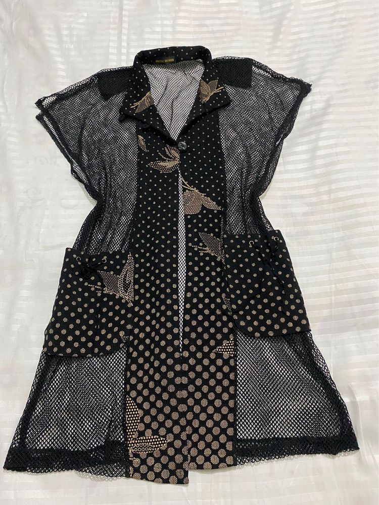Unique Polka Dot Mesh Dress /shrug Bust 36-40