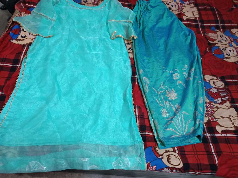 Stylish Party Wear Sky Blue Kurti Set