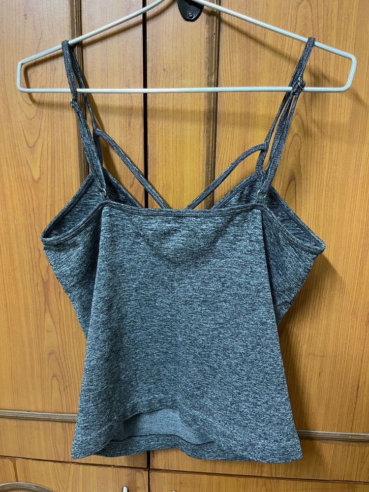Gray Strappy Back Tank Top