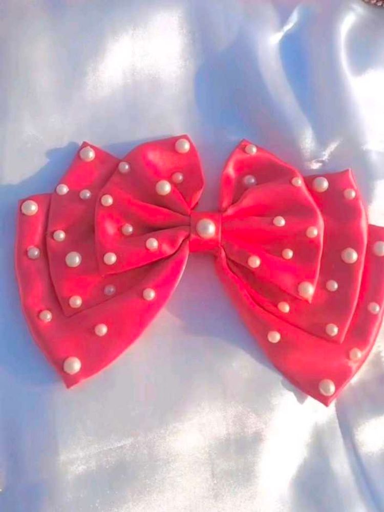 Pink Pearl Hair Bow