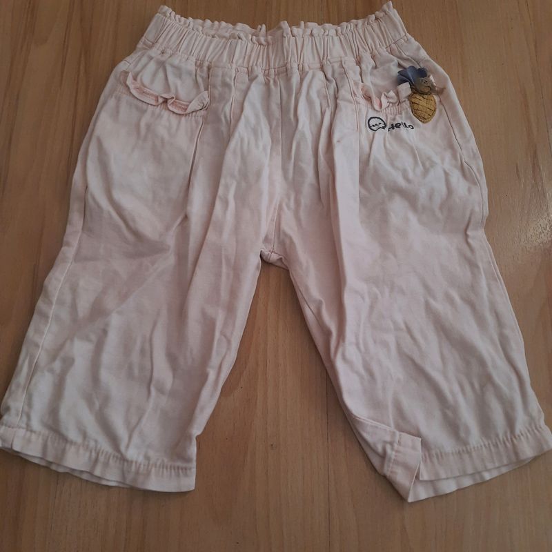 Girls Cute Capri Pants In Pink