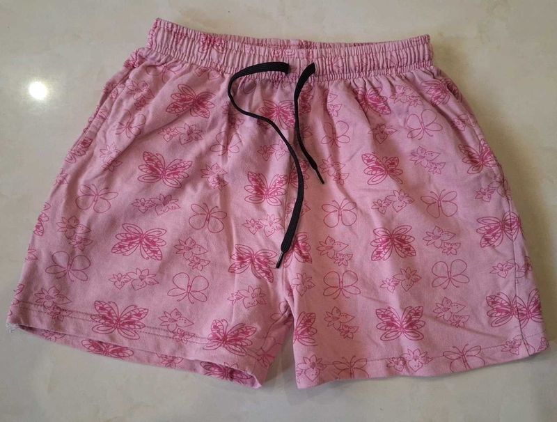 Pink Butterfly Print Shorts