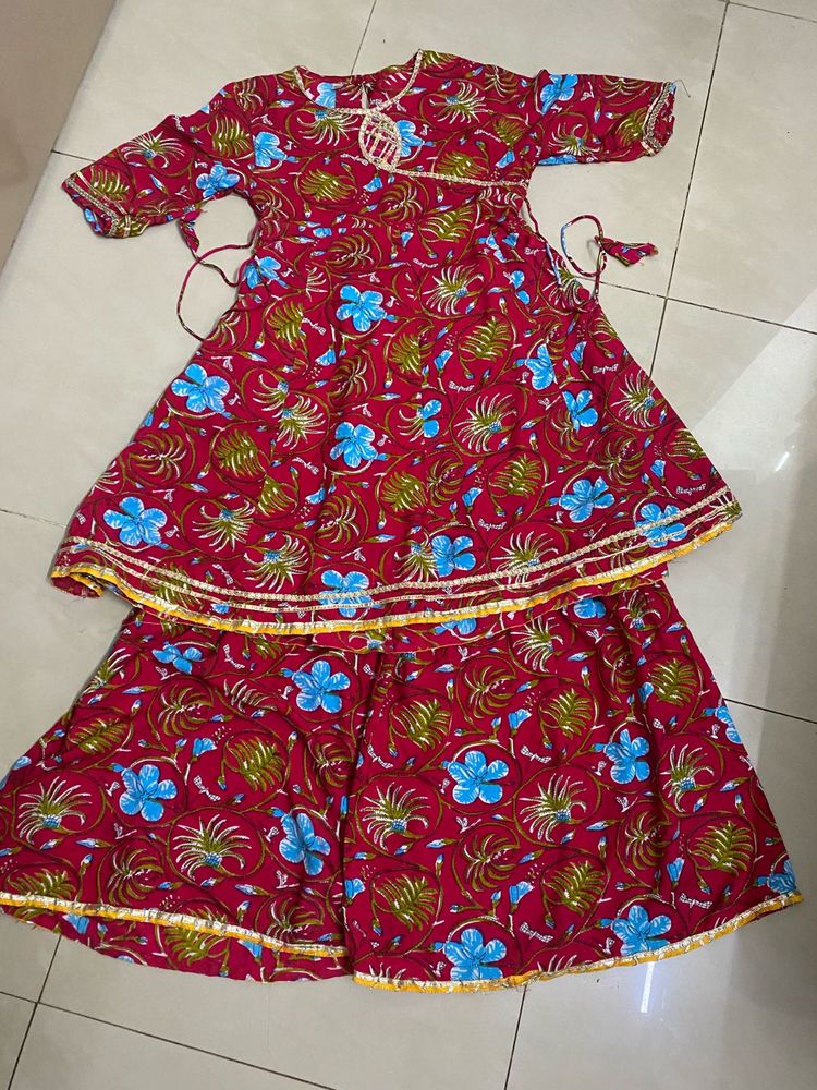Kids Rayon Kurti Sharara Set(8-10)till Fri