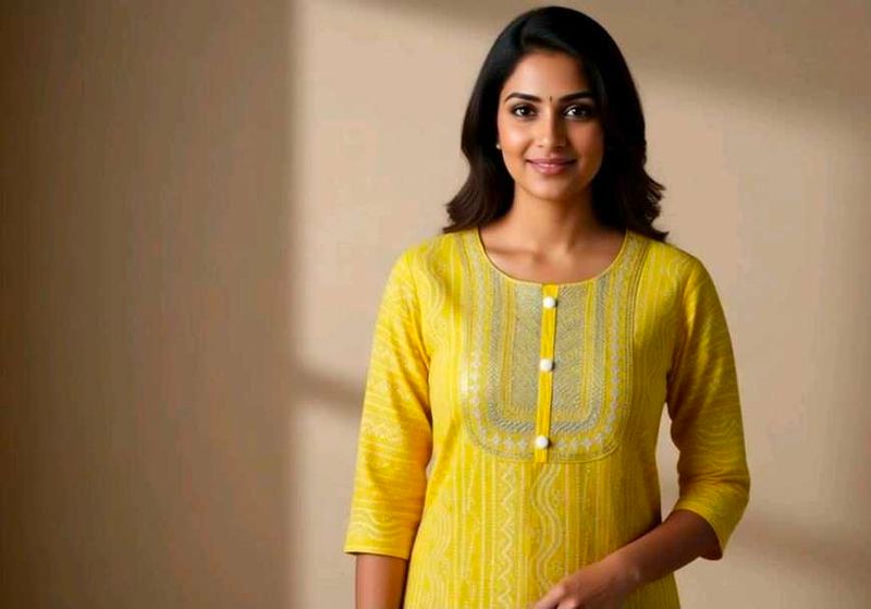 Yellow Cotton Bandhani Kurta