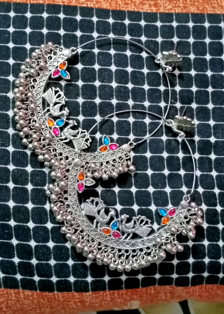 #Peacock Chandbali Earing #hoop Earing