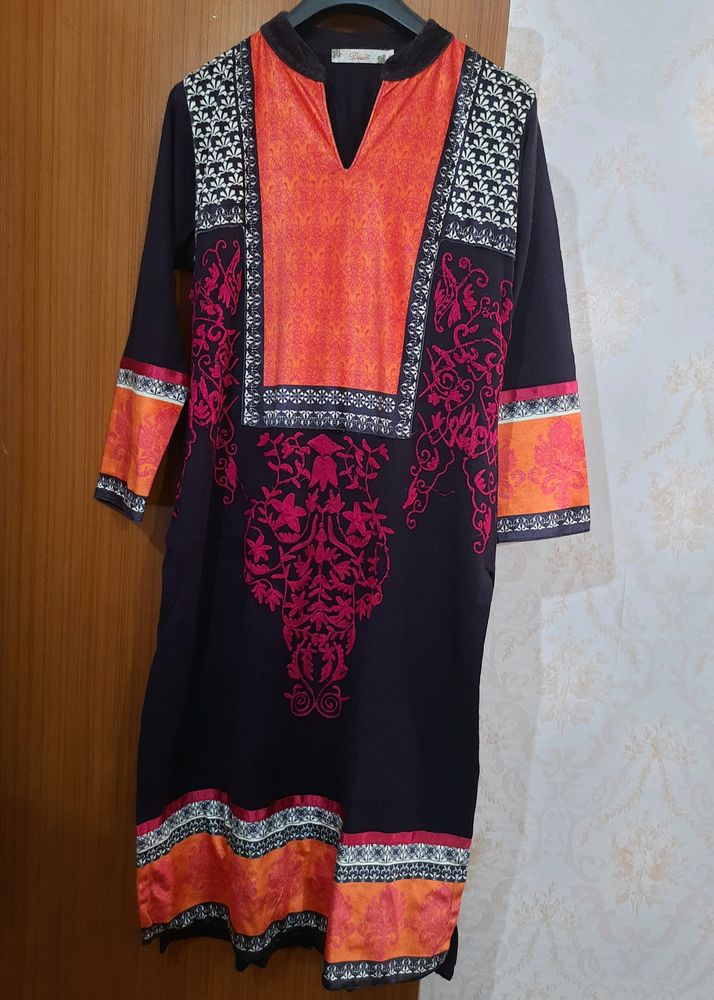 Woollen Kurti With Embroidery