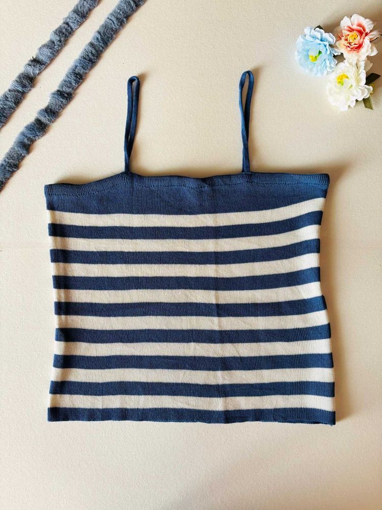 Blue-White Striped Top