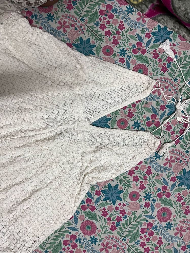 White Crochet Top