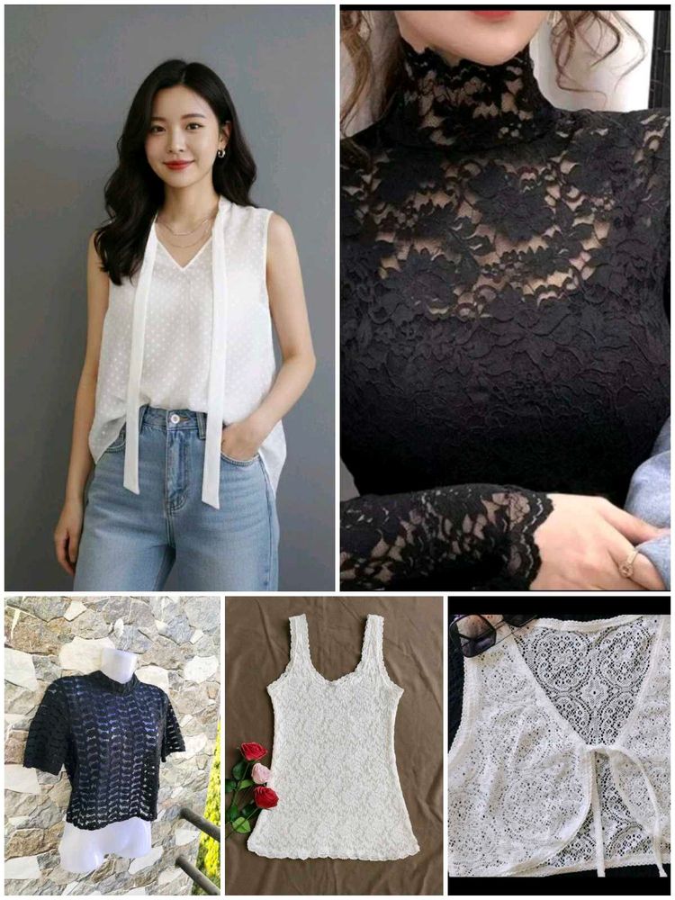 Combo 5 Korean Lace Tops Collection