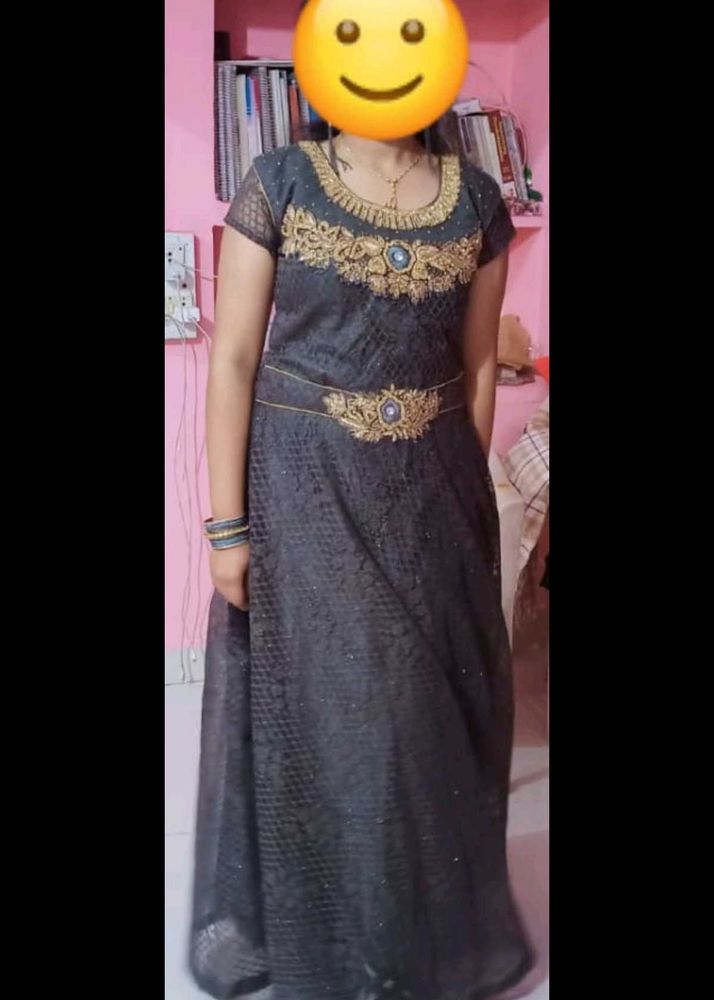 Elegant ✨Gown Net And Chiffon Material With Salwar