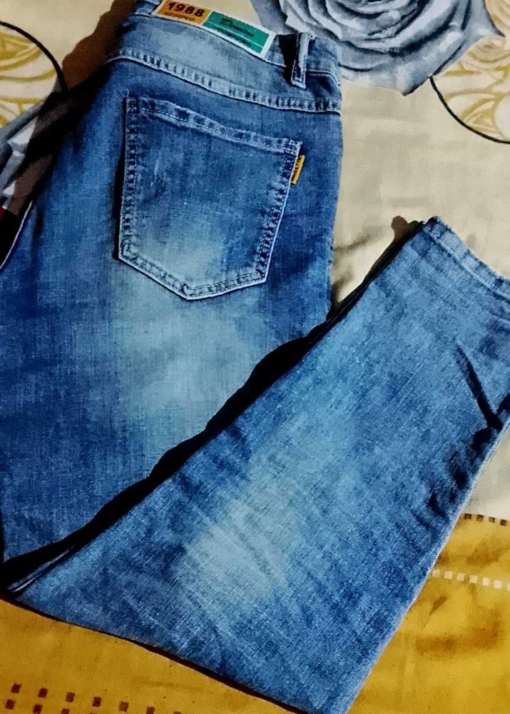 Vintage Wash Denim Jeans For Men Size 30