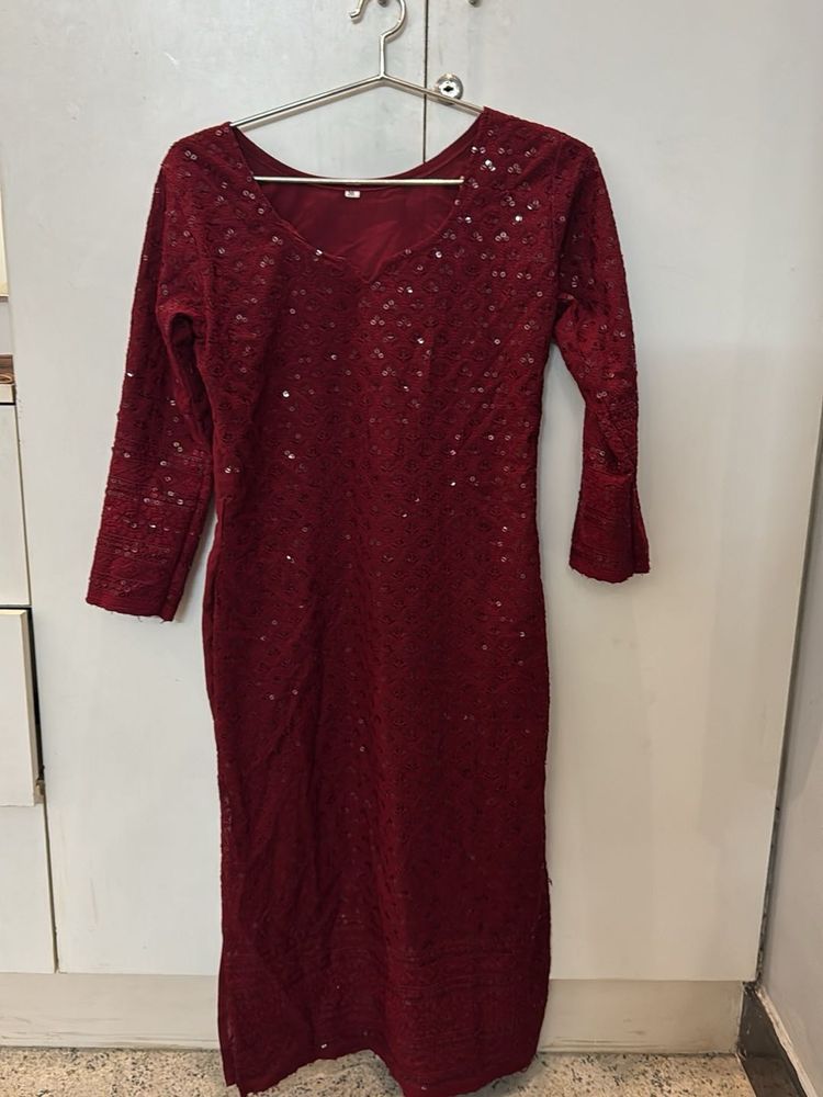 Elegant Maroon Sequin Top For Woman