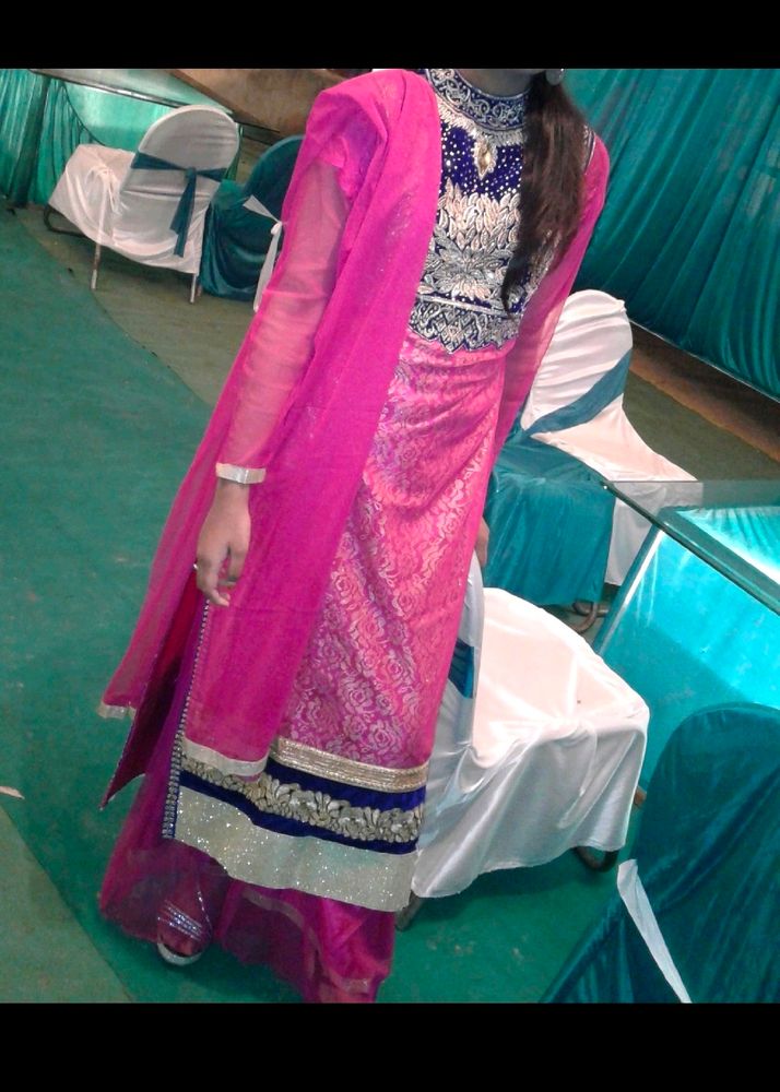 Sharara Set With Velvet Choli And Net Plazo