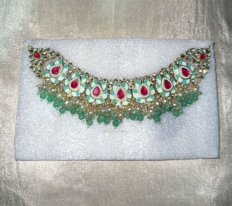 Elegant Enamel &amp; Beaded Statement Necklace