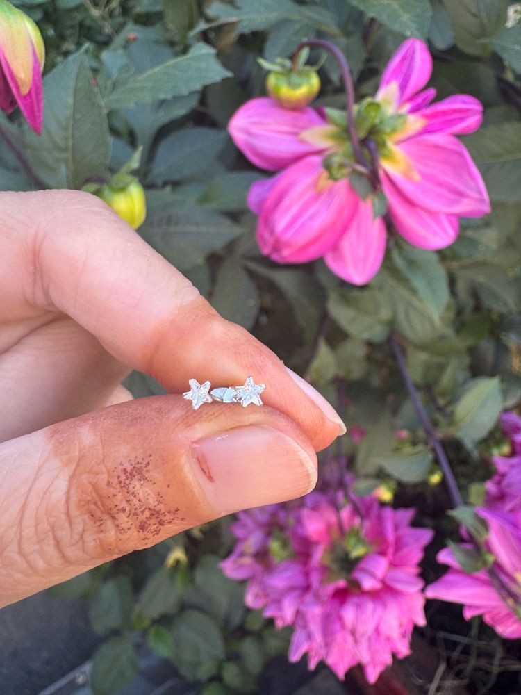 real silver Star Stud Earrings