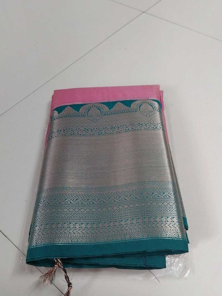 Elegant Pink &amp; Silver Saree