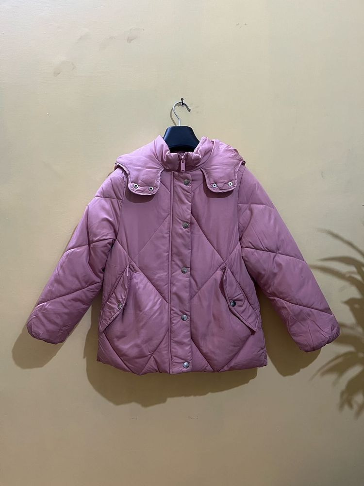 Pink Quilted Puffer Jacket