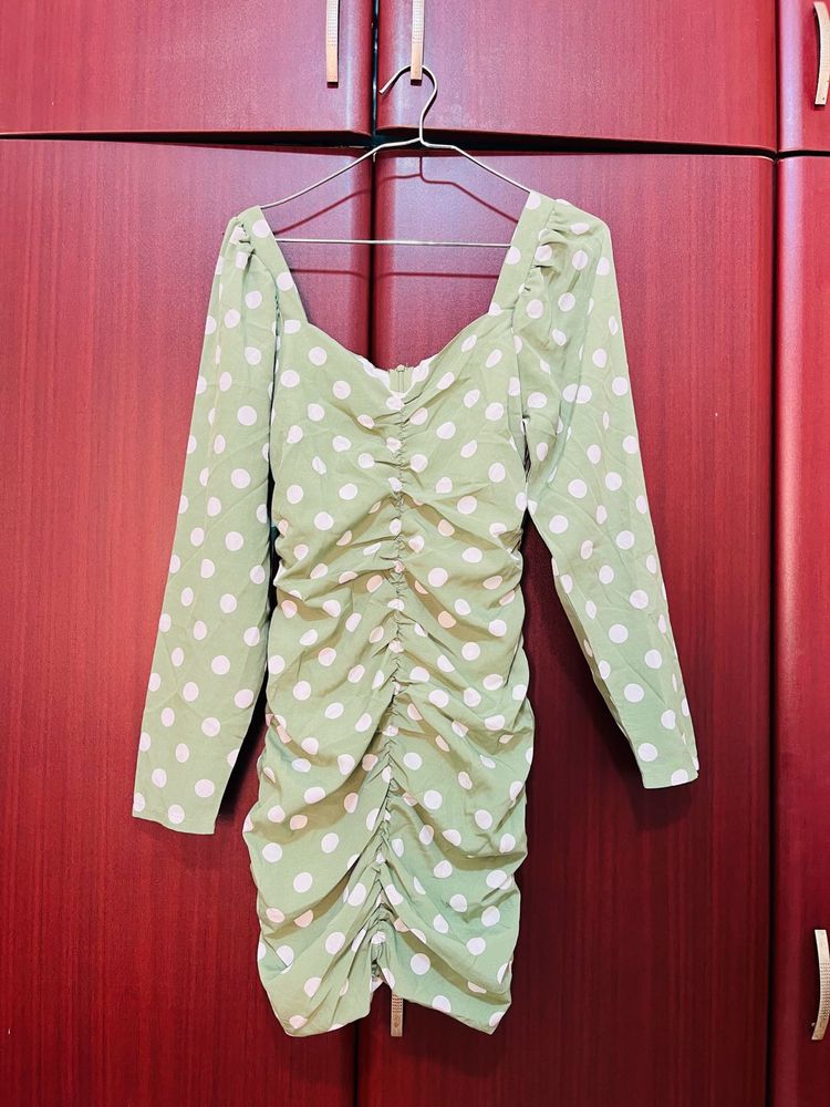 Polka Dot Dress Green - Size S