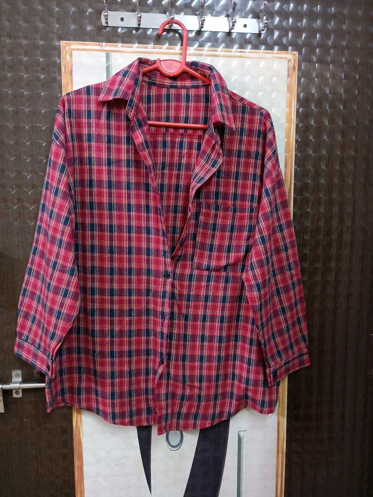 Red Plaid Oversized Shirt