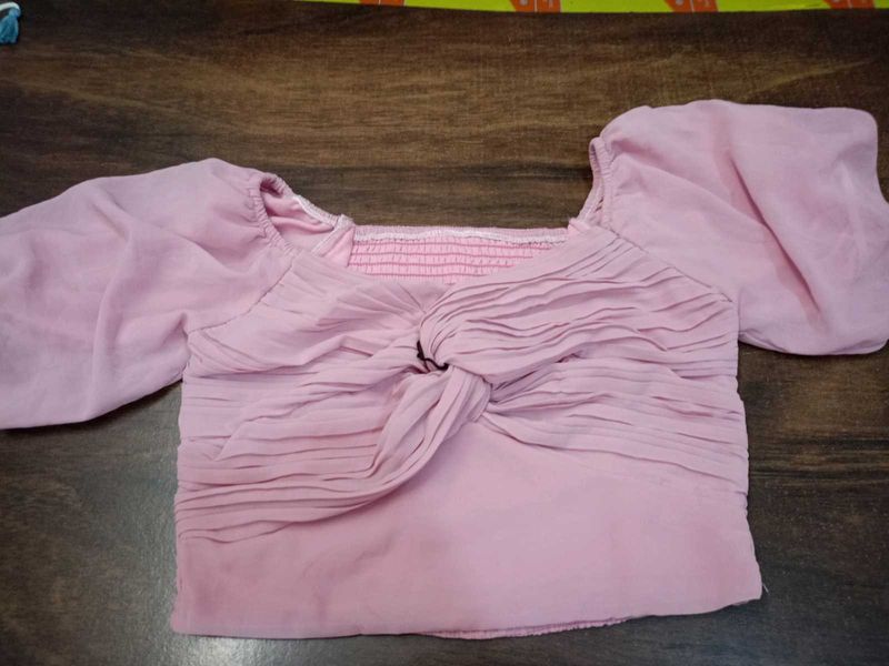Pink Knotted Crop Top