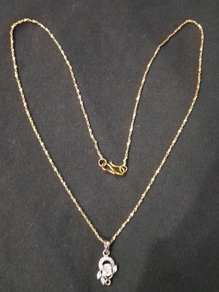 Golden Chain With Ad Pendant