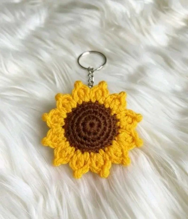 Crochet Sunflower Keychain