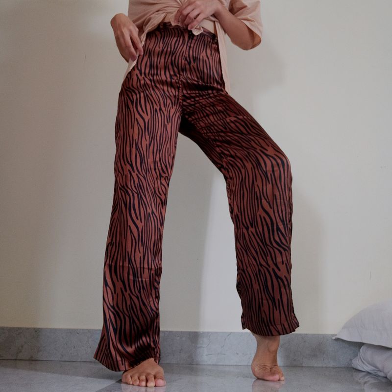Wide Animal Print Trousers