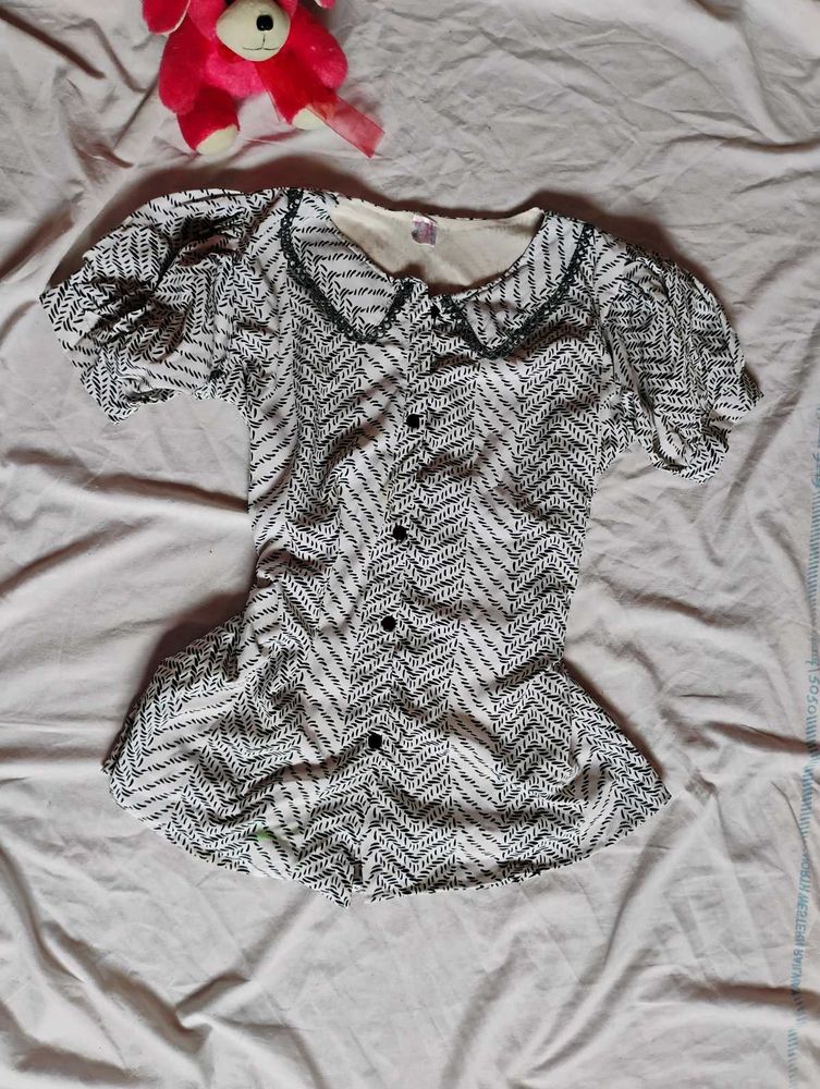 Printed Black And White Top 🐻‍❄️