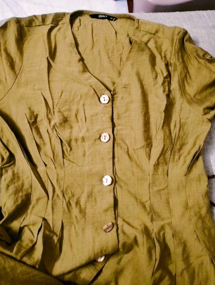 Olive Green Button-Down Dress