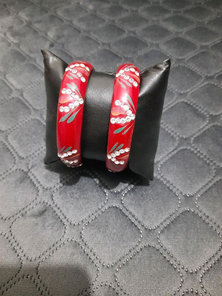 Combo of stone studded glass bangles