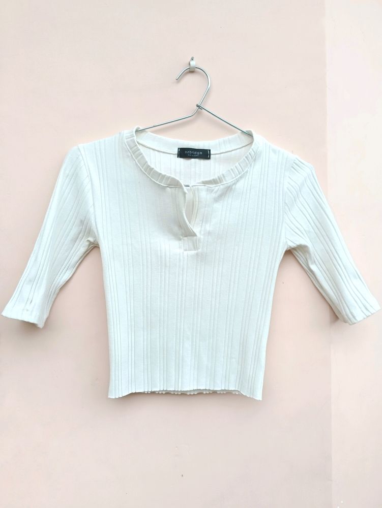White korean ribbed top (UNUSED)