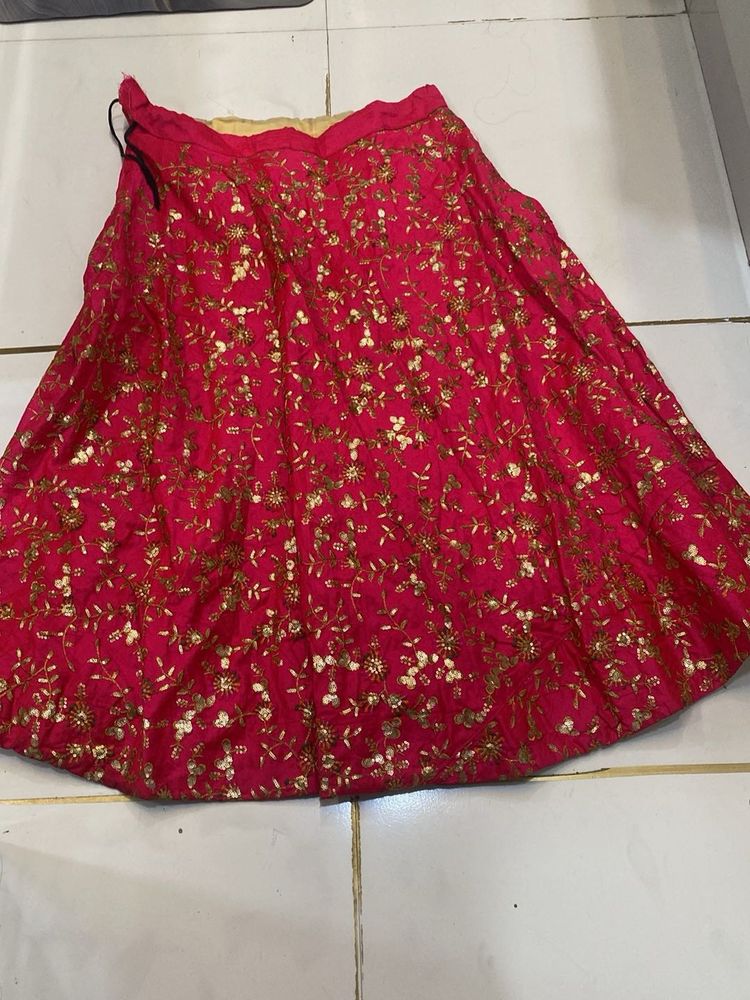 Pink &amp; Gold Embroidered Lehenga