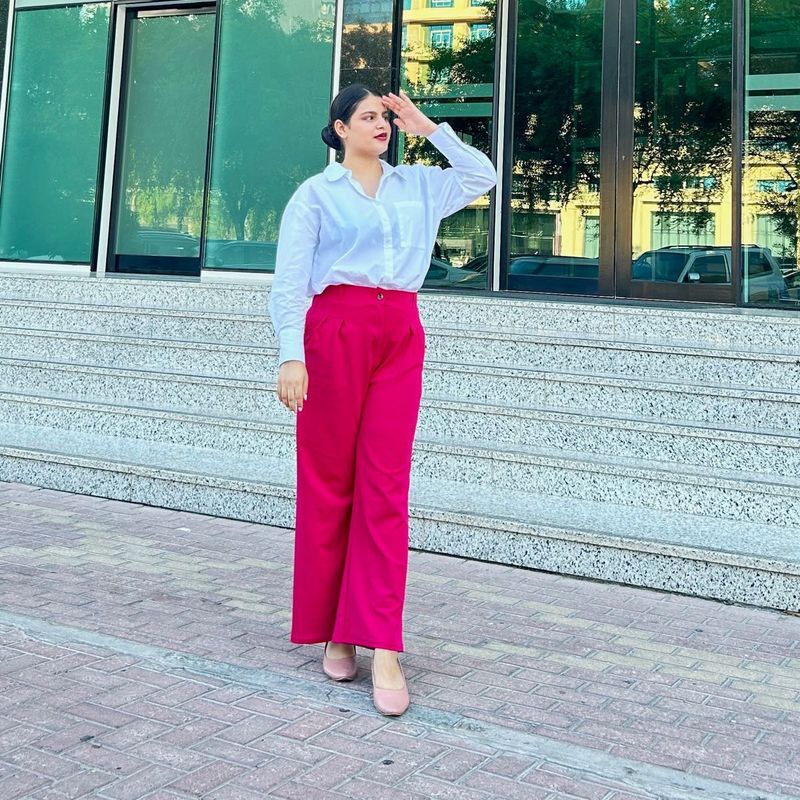 Magenta Wide Leg Pants