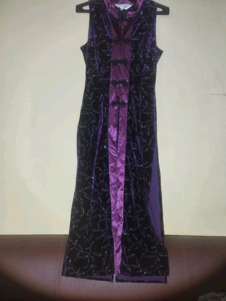 Elegant Purple Velvet Sexy Dress