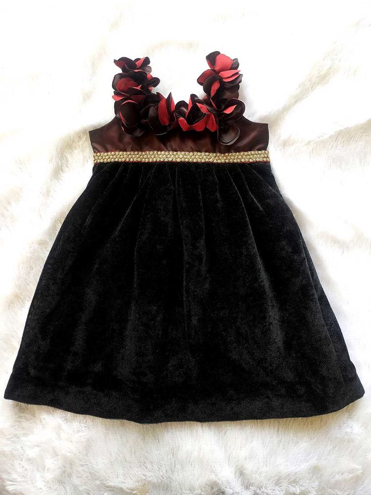 Velvet Floral Girls Dress