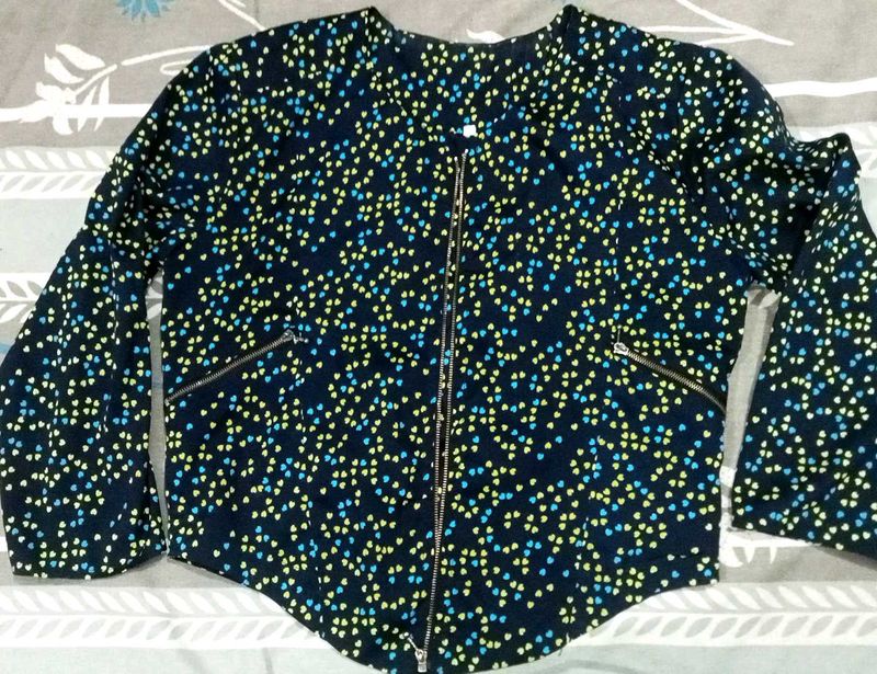 Floral Print Zip-Up Jacket