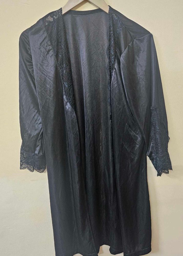 Black Lace Robe With Belt