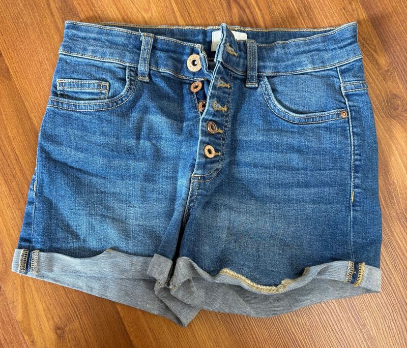 Denim Button-Fly Shorts Size XS