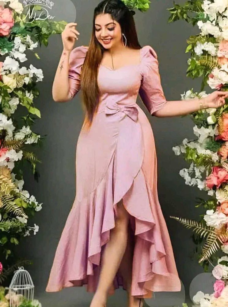 Elegant Pink Ruffle Dress
